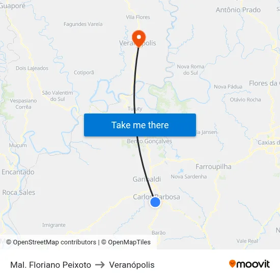 Mal. Floriano Peixoto to Veranópolis map