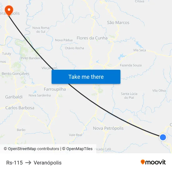 Rs-115 to Veranópolis map
