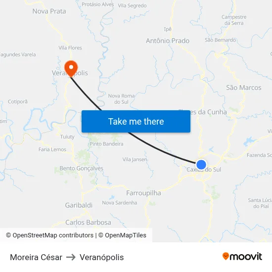 Moreira César to Veranópolis map