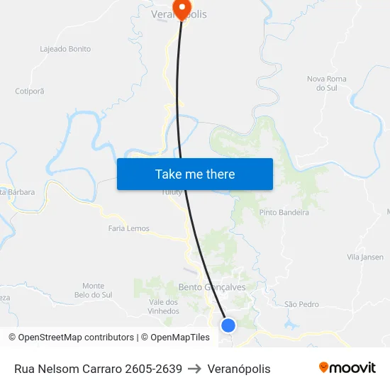 Rua Nelsom Carraro 2605-2639 to Veranópolis map