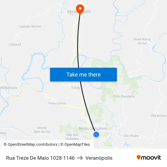Rua Treze De Maio 1028-1146 to Veranópolis map
