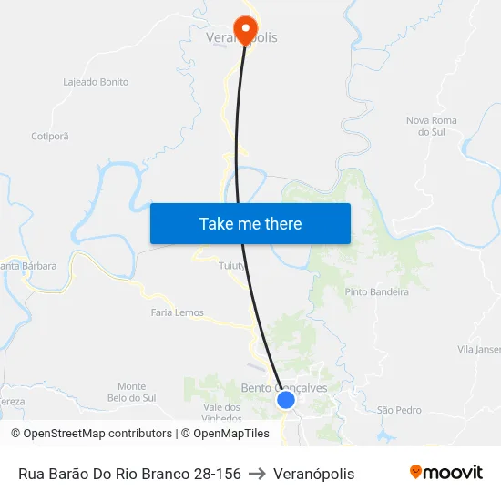 Rua Barão Do Rio Branco 28-156 to Veranópolis map
