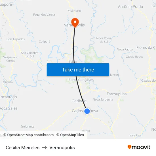 Cecilia Meireles to Veranópolis map