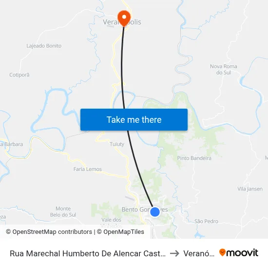Rua Marechal Humberto De Alencar Castelo Branco 41-63 to Veranópolis map