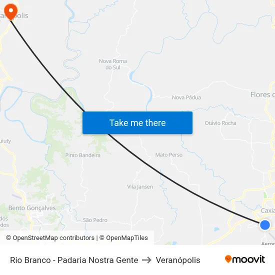 Rio Branco - Padaria Nostra Gente to Veranópolis map