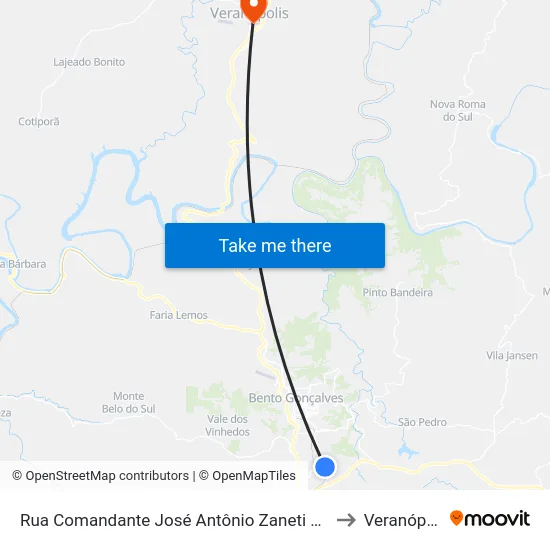 Rua Comandante José Antônio Zaneti 597-713 to Veranópolis map
