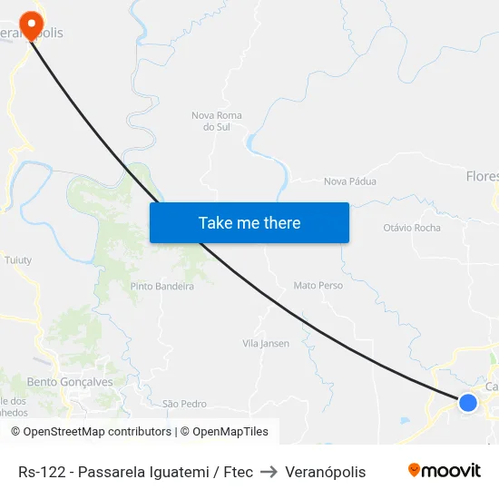 Rs-122 - Passarela Iguatemi / Ftec to Veranópolis map