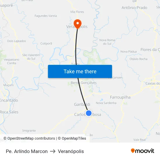 Pe. Arlíndo Marcon to Veranópolis map