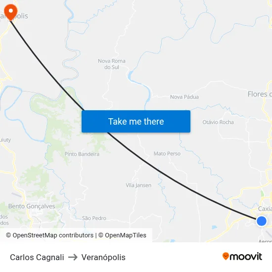 Carlos Cagnali to Veranópolis map