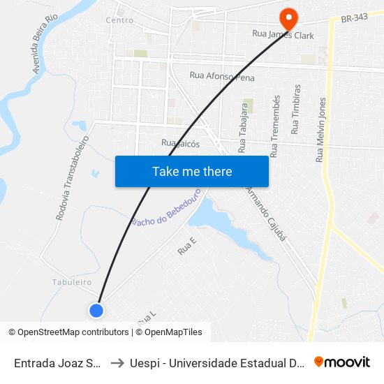 Entrada Joaz Souza to Uespi - Universidade Estadual Do Piaui map