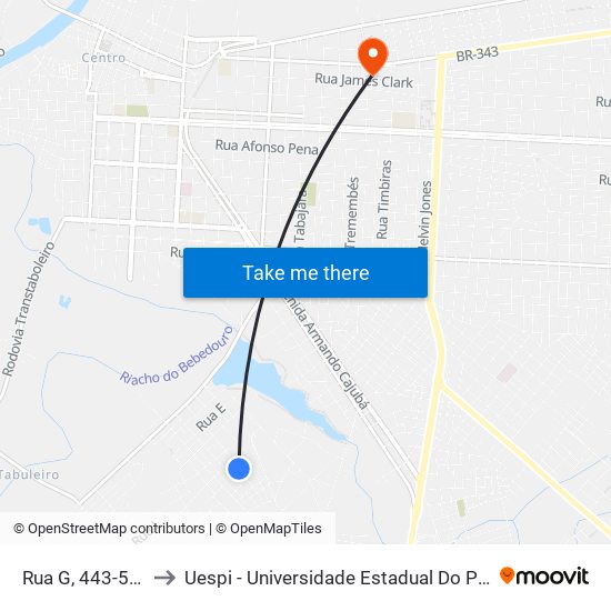 Rua G, 443-525 to Uespi - Universidade Estadual Do Piaui map