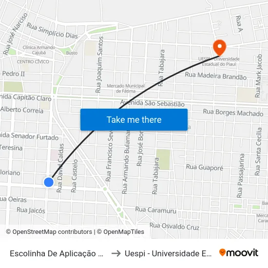 Escolinha De Aplicação Francisco Correia to Uespi - Universidade Estadual Do Piaui map