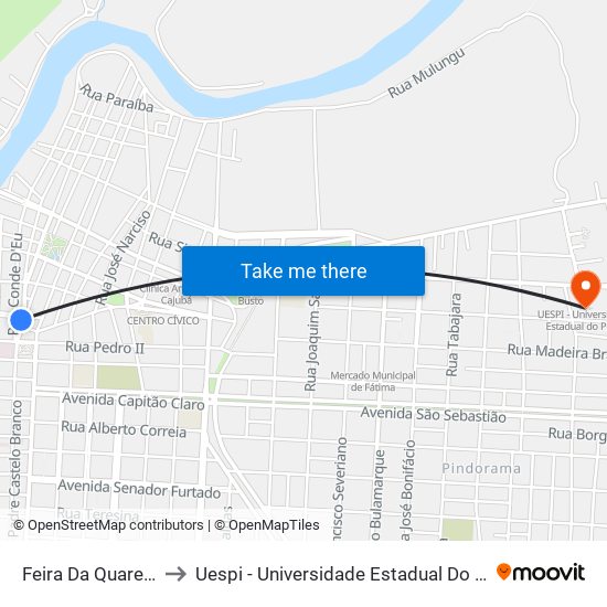 Feira Da Quarenta to Uespi - Universidade Estadual Do Piaui map