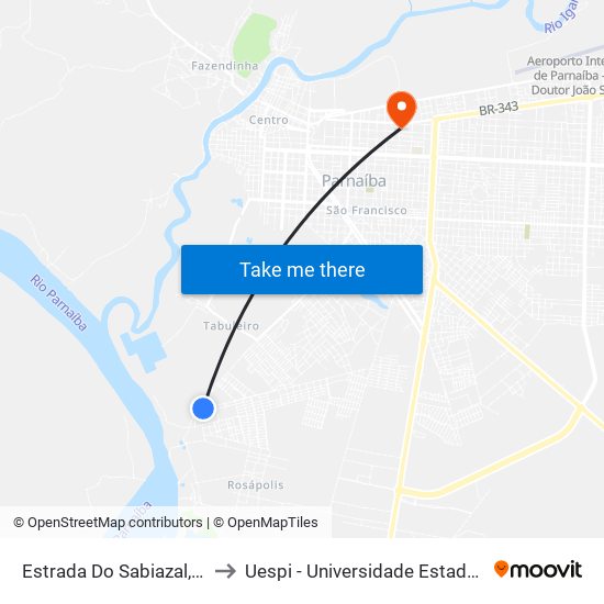 Estrada Do Sabiazal, 179-709 to Uespi - Universidade Estadual Do Piaui map