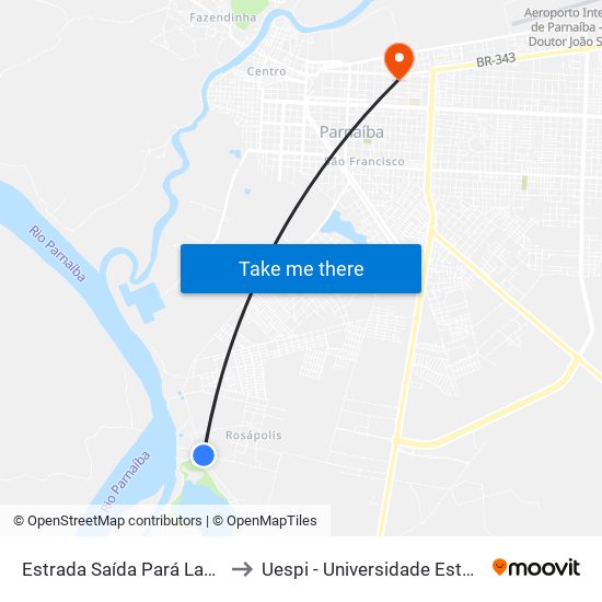 Estrada Saída Pará Lagoa Da Prata to Uespi - Universidade Estadual Do Piaui map