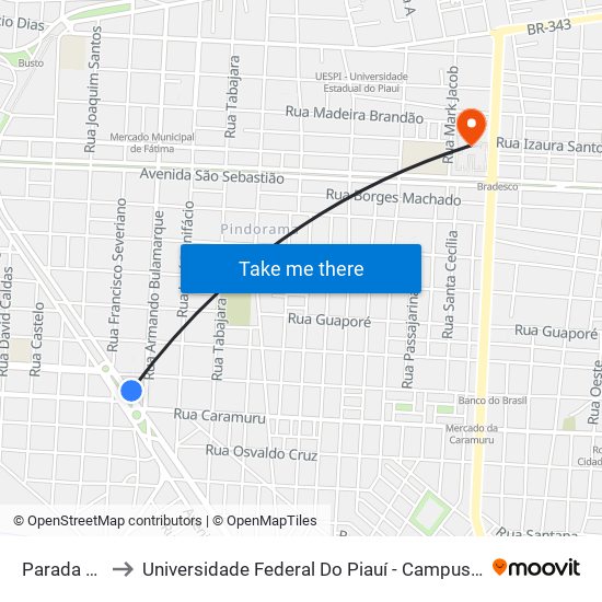 Parada Loteria to Universidade Federal Do Piauí - Campus Ministro Reis Velloso map
