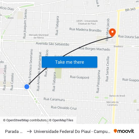 Parada Giraffas to Universidade Federal Do Piauí - Campus Ministro Reis Velloso map