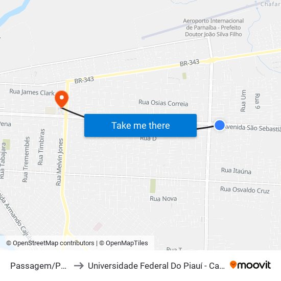 Passagem/Parada - Facoe to Universidade Federal Do Piauí - Campus Ministro Reis Velloso map