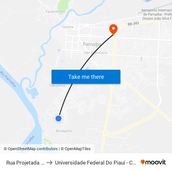 Rua Projetada 148, 486-550 to Universidade Federal Do Piauí - Campus Ministro Reis Velloso map