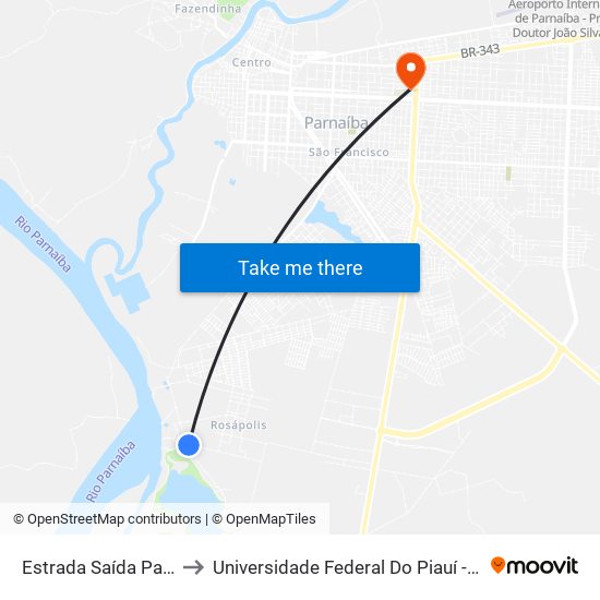 Estrada Saída Pará Lagoa Da Prata to Universidade Federal Do Piauí - Campus Ministro Reis Velloso map