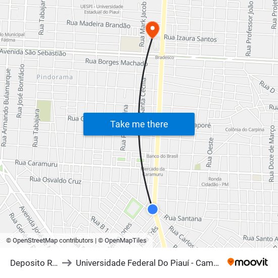 Deposito Rodrigues to Universidade Federal Do Piauí - Campus Ministro Reis Velloso map