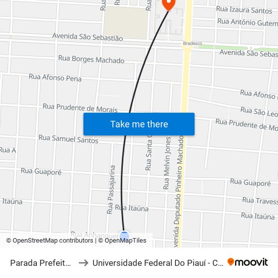 Parada Prefeitura De Parnaíba to Universidade Federal Do Piauí - Campus Ministro Reis Velloso map