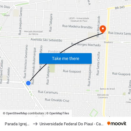 Parada Igreja Evangélica to Universidade Federal Do Piauí - Campus Ministro Reis Velloso map