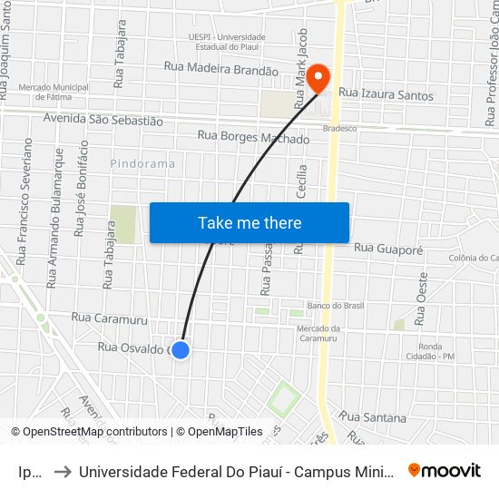 Ipase to Universidade Federal Do Piauí - Campus Ministro Reis Velloso map