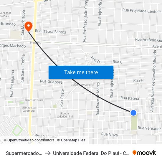 Supermercado Elizeu Martins to Universidade Federal Do Piauí - Campus Ministro Reis Velloso map