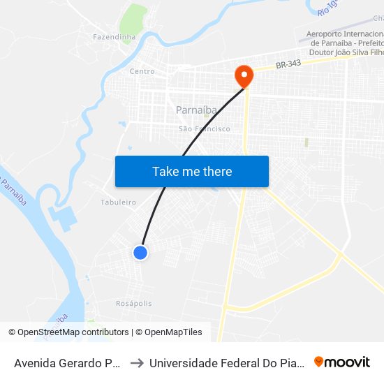 Avenida Gerardo Pontes Cavalcante, 1-177 to Universidade Federal Do Piauí - Campus Ministro Reis Velloso map