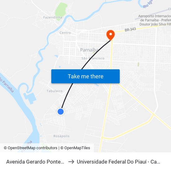 Avenida Gerardo Pontes Cavalcante, 1-177 to Universidade Federal Do Piauí - Campus Ministro Reis Velloso map