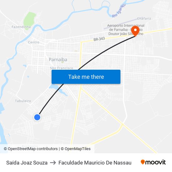 Saída Joaz Souza to Faculdade Mauricio De Nassau map