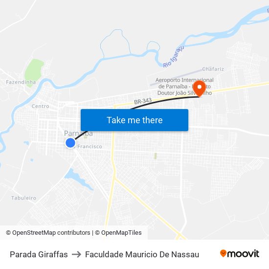 Parada Giraffas to Faculdade Mauricio De Nassau map