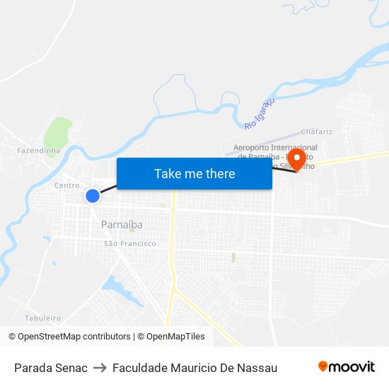 Parada Senac to Faculdade Mauricio De Nassau map