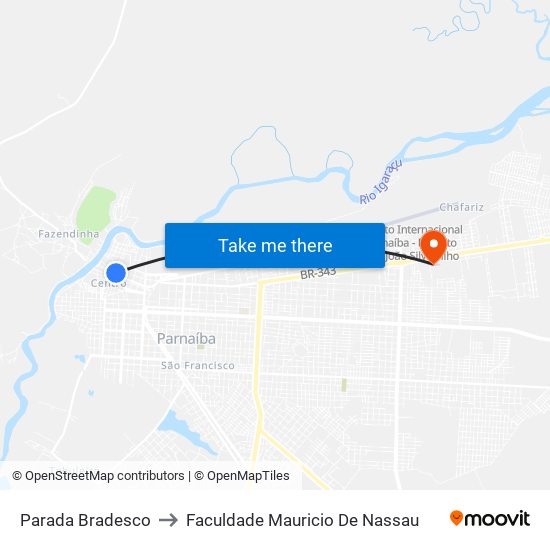 Parada Bradesco to Faculdade Mauricio De Nassau map