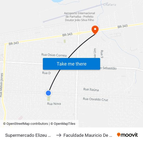 Supermercado Elizeu Martins to Faculdade Mauricio De Nassau map