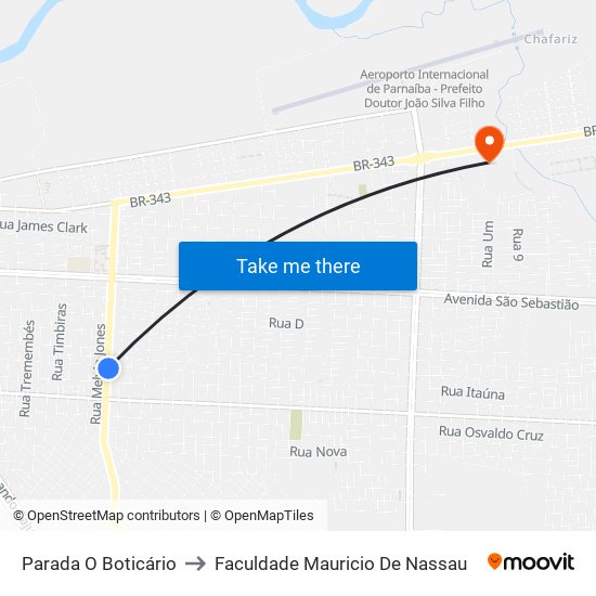 Parada O Boticário to Faculdade Mauricio De Nassau map