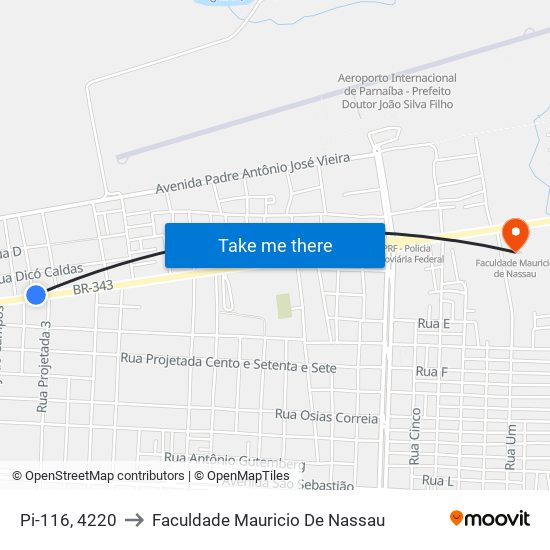 Pi-116, 4220 to Faculdade Mauricio De Nassau map