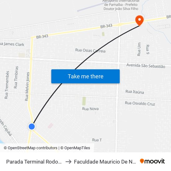 Parada Terminal Rodoviário to Faculdade Mauricio De Nassau map