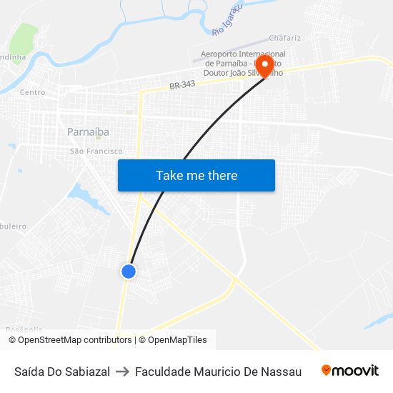 Saída Do Sabiazal to Faculdade Mauricio De Nassau map