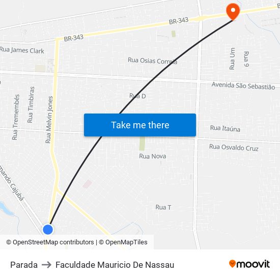 Parada to Faculdade Mauricio De Nassau map