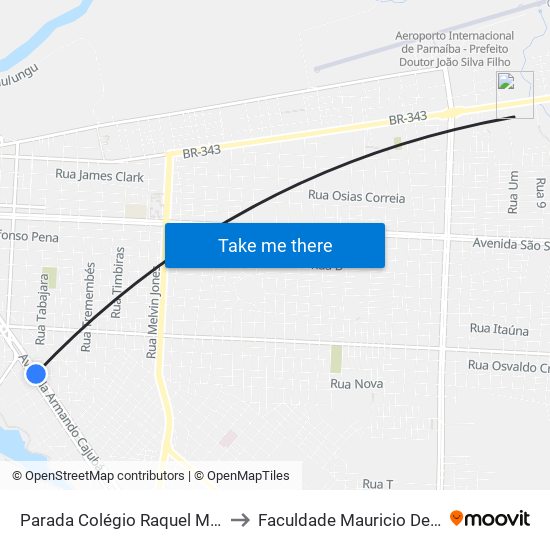 Parada Colégio Raquel Magalhães to Faculdade Mauricio De Nassau map