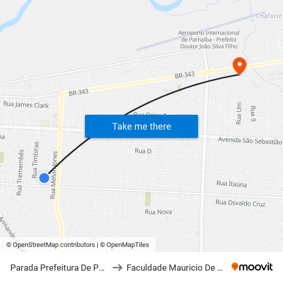 Parada Prefeitura De Parnaíba to Faculdade Mauricio De Nassau map