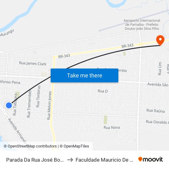 Parada Da Rua José Bonifácio to Faculdade Mauricio De Nassau map