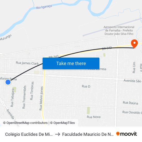 Colégio Euclides De Miranda to Faculdade Mauricio De Nassau map