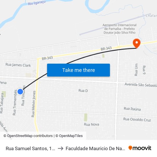 Rua Samuel Santos, 1473 to Faculdade Mauricio De Nassau map