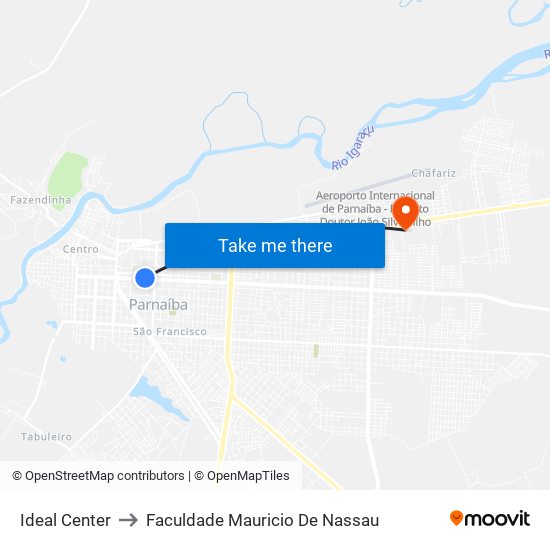 Ideal Center to Faculdade Mauricio De Nassau map