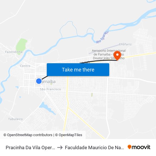 Pracinha Da Vila Operária to Faculdade Mauricio De Nassau map