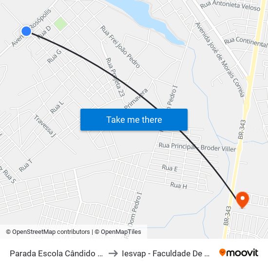 Parada Escola Cândido Athayde to Iesvap - Faculdade De Medicina map