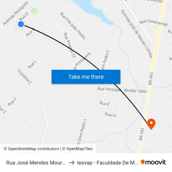Rua José Mendes Mourão, 184 to Iesvap - Faculdade De Medicina map